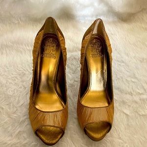 Beautiful, Bronze Vince Camuto Peep Toe Pumps